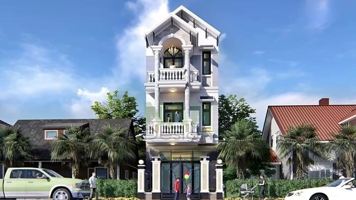 Nhà ống 3 tầng mái Thái hiện đại